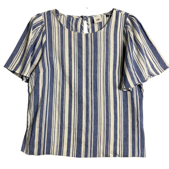 CAbi Tops - Cabi Nautical Stripe Top Womens‎ S Blue White Puff Sleeve Preppy Beach